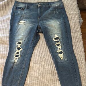 Distressed Blue Jeans